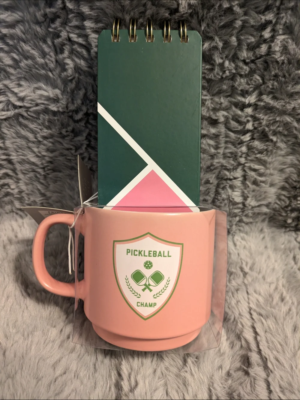 Fringe Studio Pink Pickleball Champ Mug Gift Set with Green Notepad